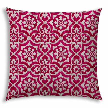 HOMEROOTS 20 in. Pink Medallion Indoor & Outdoor Sewn Throw Pillow Multi Color 416468